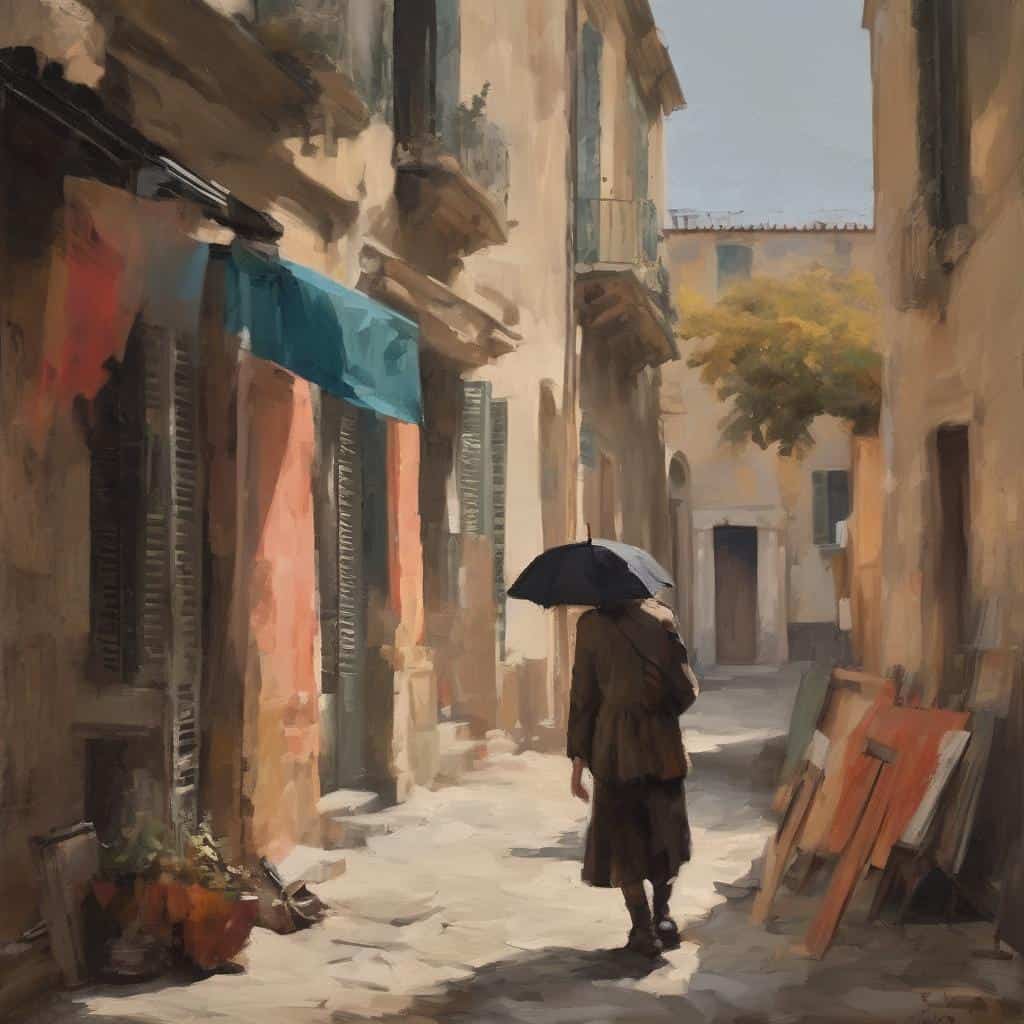 Νηφάλια εικόνα στην άχαρη οδό, έκφραση πένθους με καλλιτεχνική απεικόνιση της απώλειας.